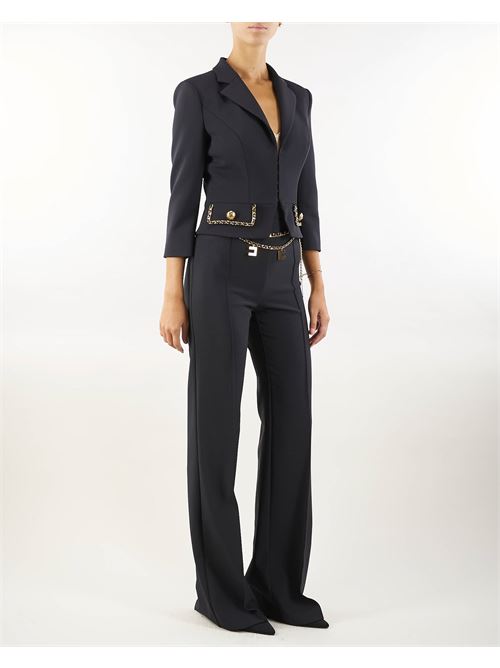 Cropped stretch crêpe jacket with chain Elisabetta Franchi ELISABETTA FRANCHI | Jacket | GIT8546E2110